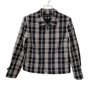 Kasper Plaid Cotton Blend Shacket Blazer Size 14P